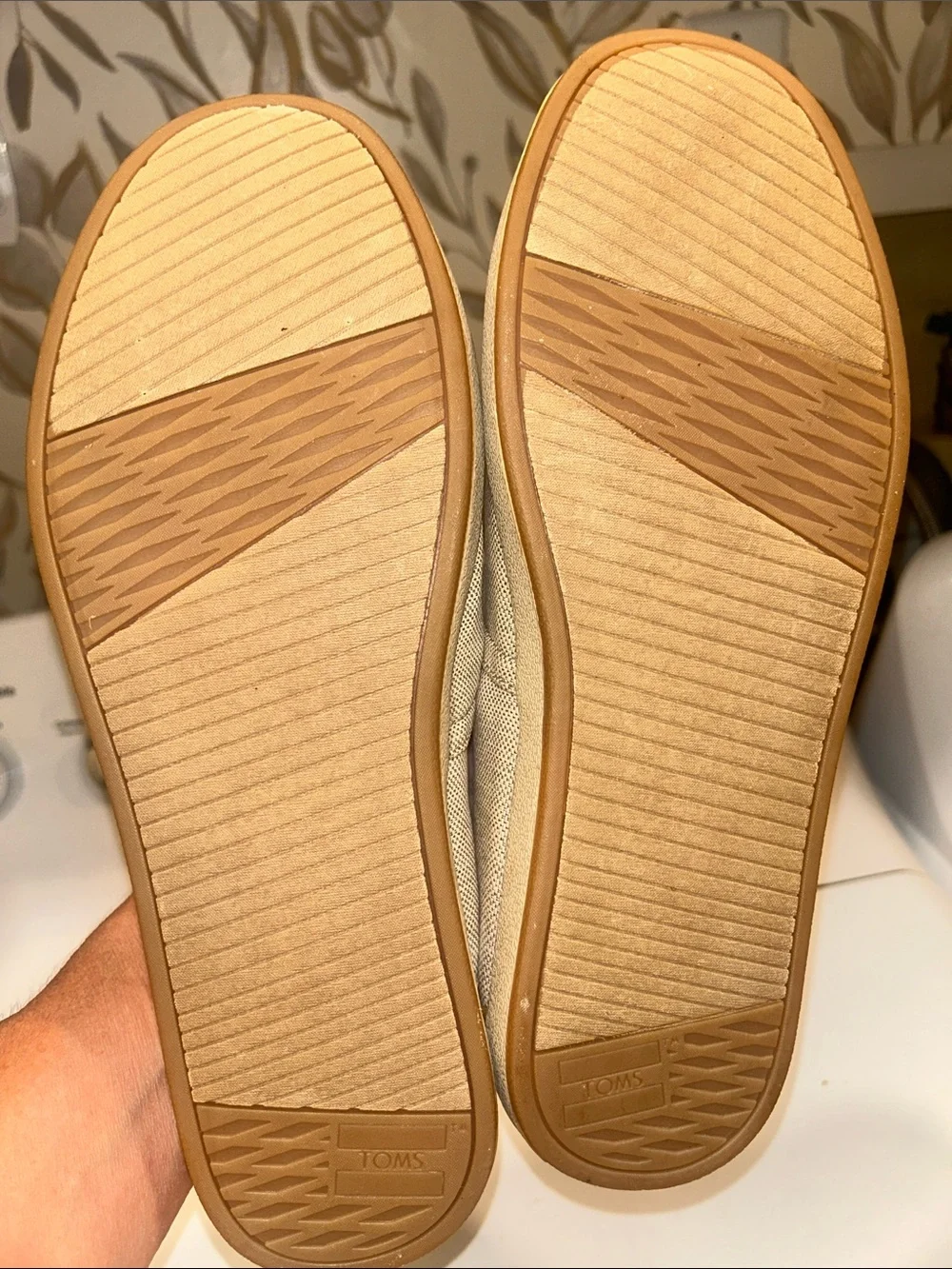 Toms Canvas Slip-On Shoes in Natural and Tan Heel